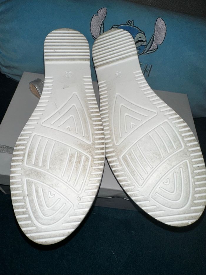 Sandale à talons compensées argenté taille 39 - photo numéro 4