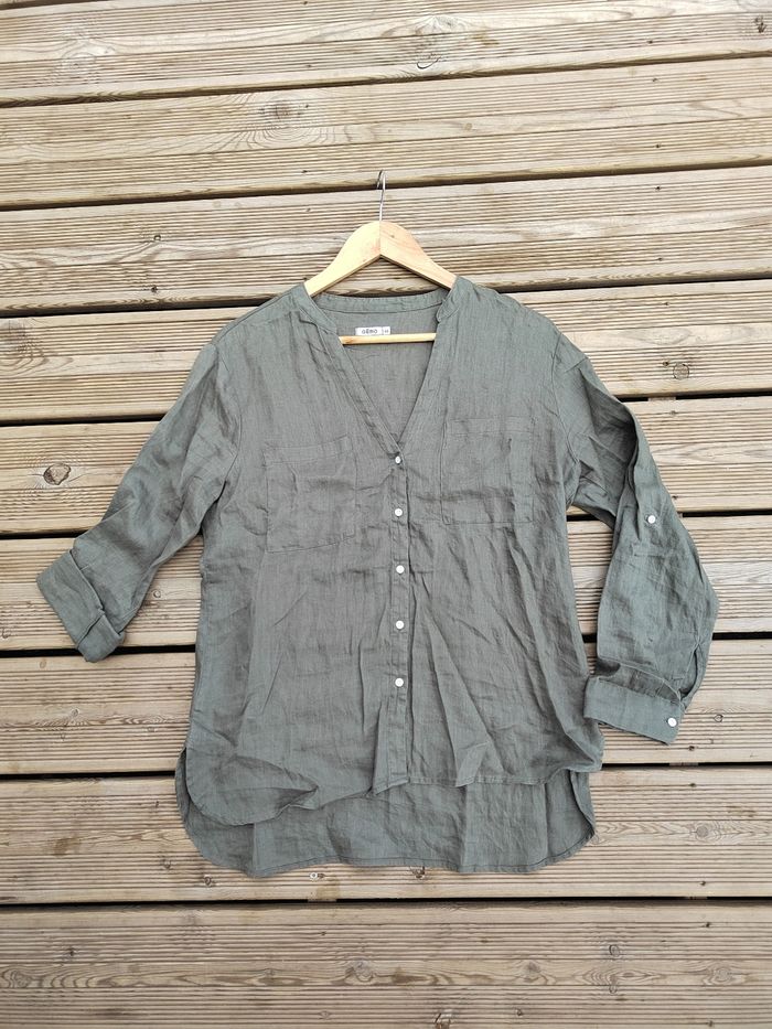 Chemise Kaki à Col en V – Taille 40 / L – Très bon état  – Gémo - photo numéro 2