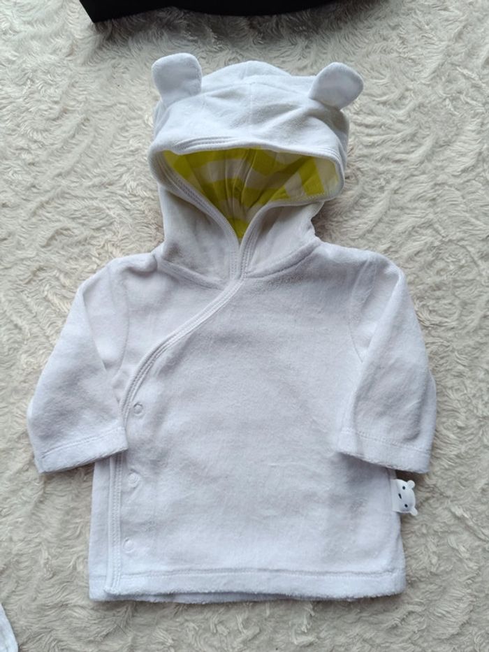 Ensemble (pyjama velours 2 pièces avec pieds 0mois/gilet velours avec capuche 1mois) Ours Kitchoun - photo numéro 9