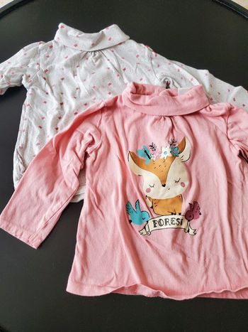 Lot 2 t-shirts col roulé manches longues 18 mois