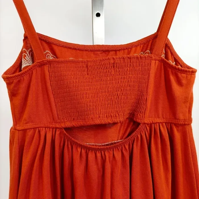 Robe longue rouille à fines bretelles et broderies florales sur le buste – taille 38 A859 - photo numéro 6