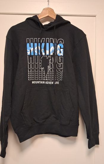 Sweat noir ado S motif montagne hiking