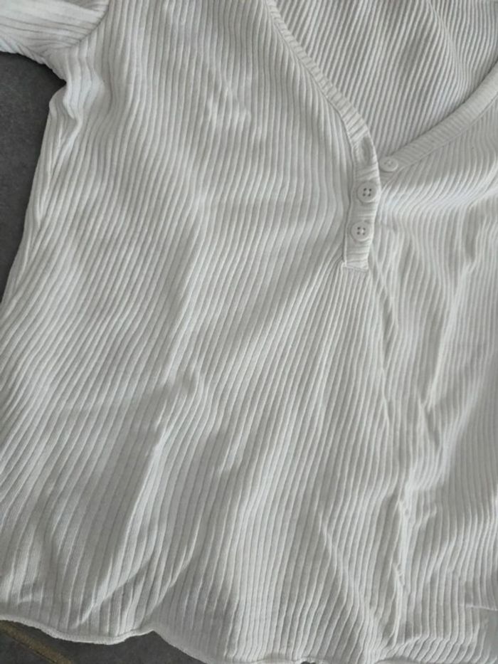 Tee shirt blanc côtelé - photo numéro 2