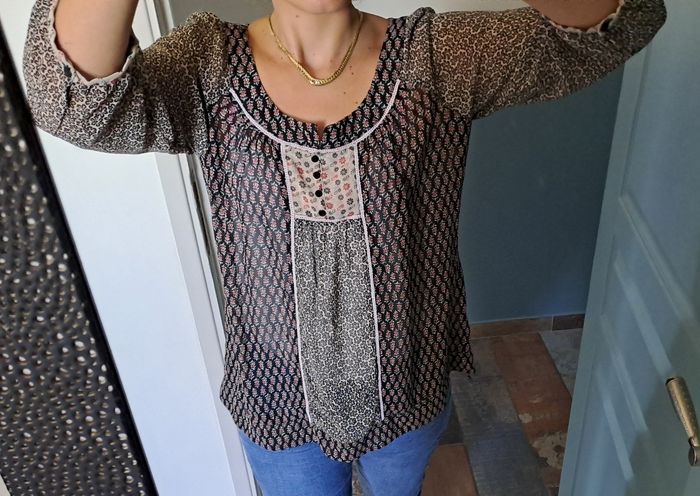 Blouse femmes marron imprimée taille S Promod - photo numéro 4