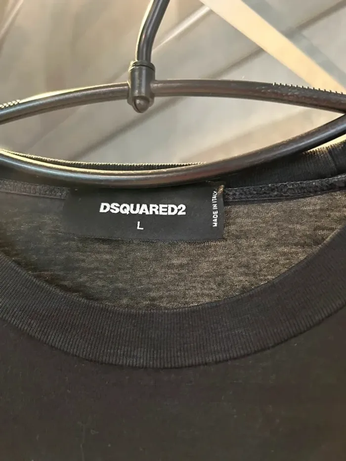 Magnifique T-shirt Dsquared2 noir avec logo blanc - Taille L - photo numéro 2