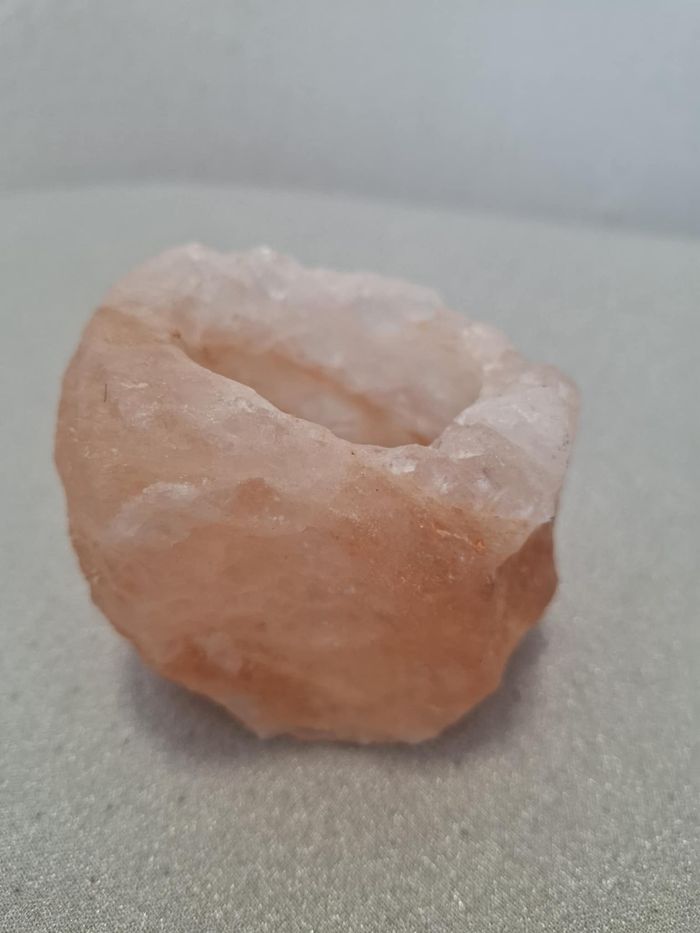 Joli bougeoir photophore véritable quartz rose naturel excellent état + bougies - photo numéro 3