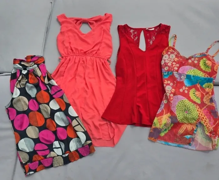 Lot vêtements taille s 36 38 camaieu femme colorés rouge corail rose imprimé