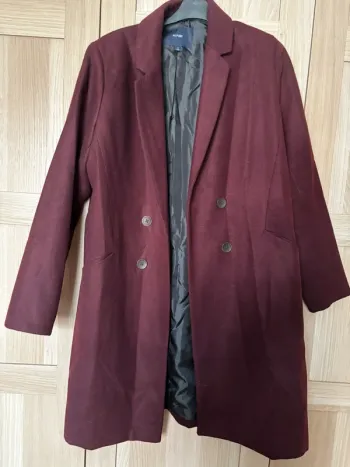 Manteau col tailleur aspect lainage bordeaux KIABI t.44