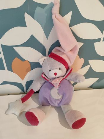 Doudou ourson phosphorescent la lune et l'étoile baby nat