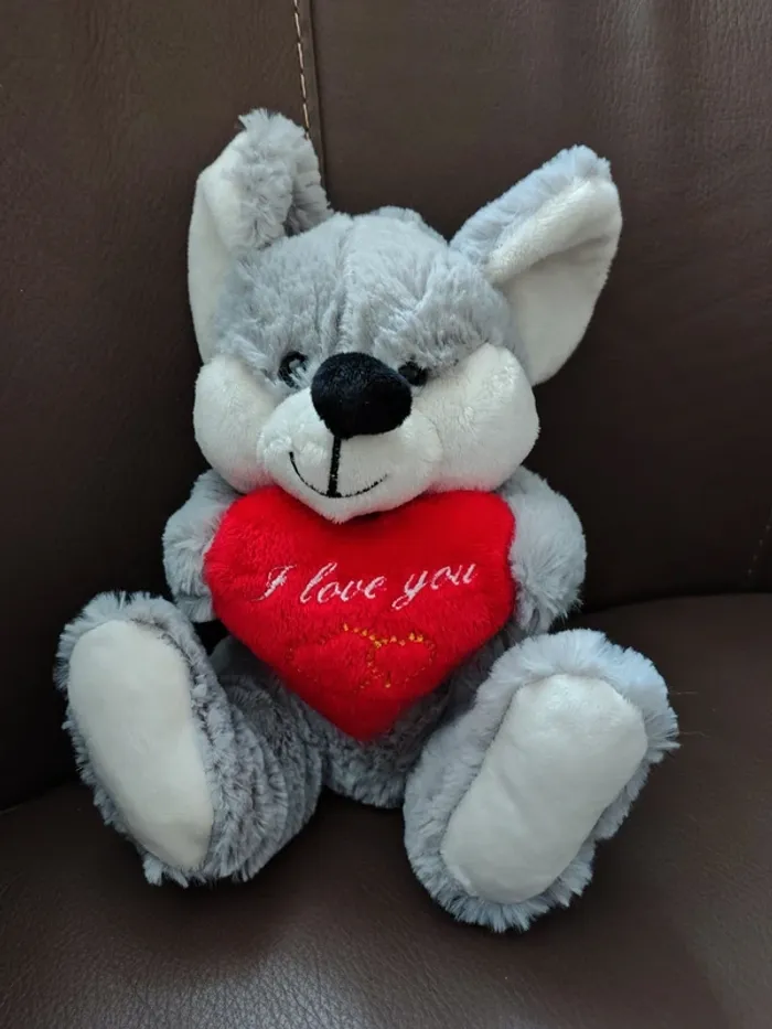 Peluche souris toute douce coeur i love you environ 30cm - photo numéro 2