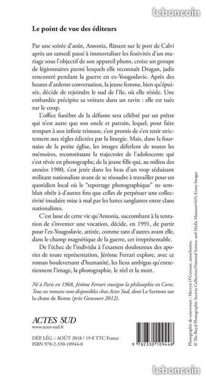 Livre À son image – Jérôme Ferrari (Auteur) Prix littéraire Le Monde 2018 - Roman (broché) - photo numéro 2