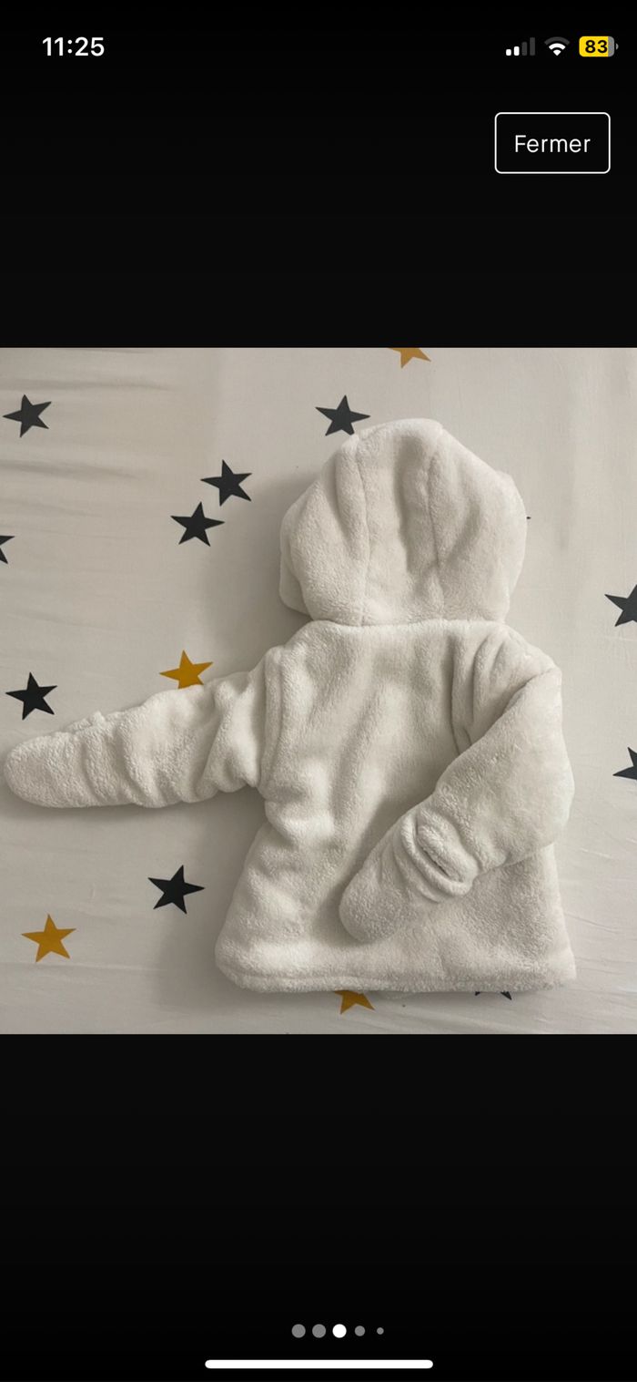 Polaire ourson blanche 3 mois unisexe - photo numéro 3