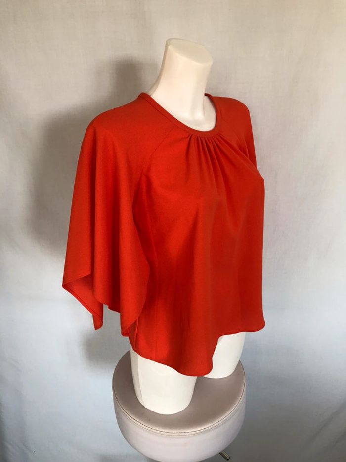 Blouse corail Zara manches trois quarts ample taille XS / 34 36 comme neuve - photo numéro 3