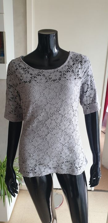 Tee shirt dentelle gris S
