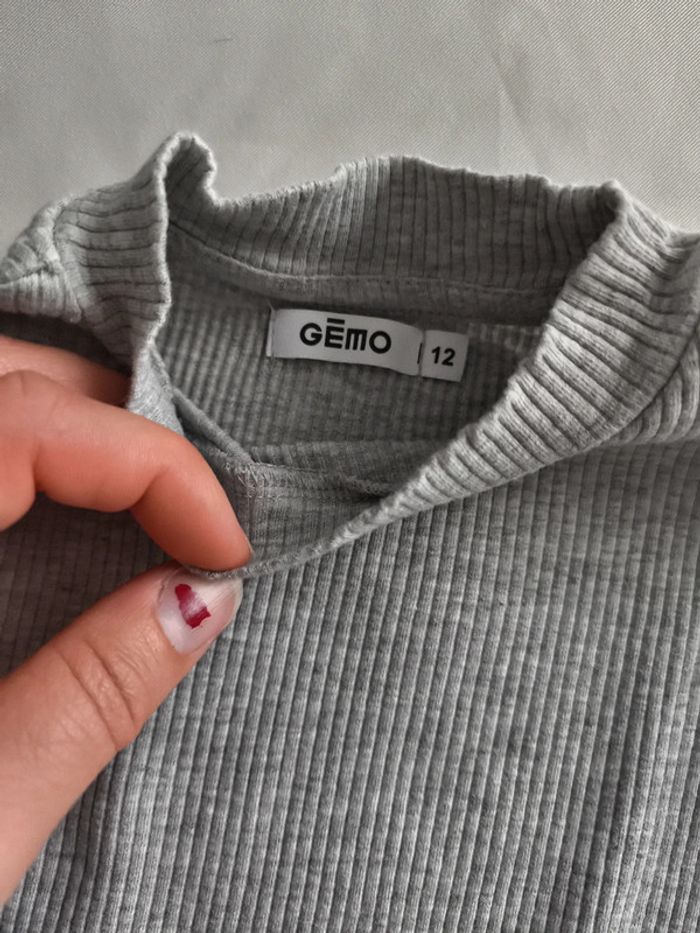 Sous pull gris côtelé Gémo 12 ans - photo numéro 2