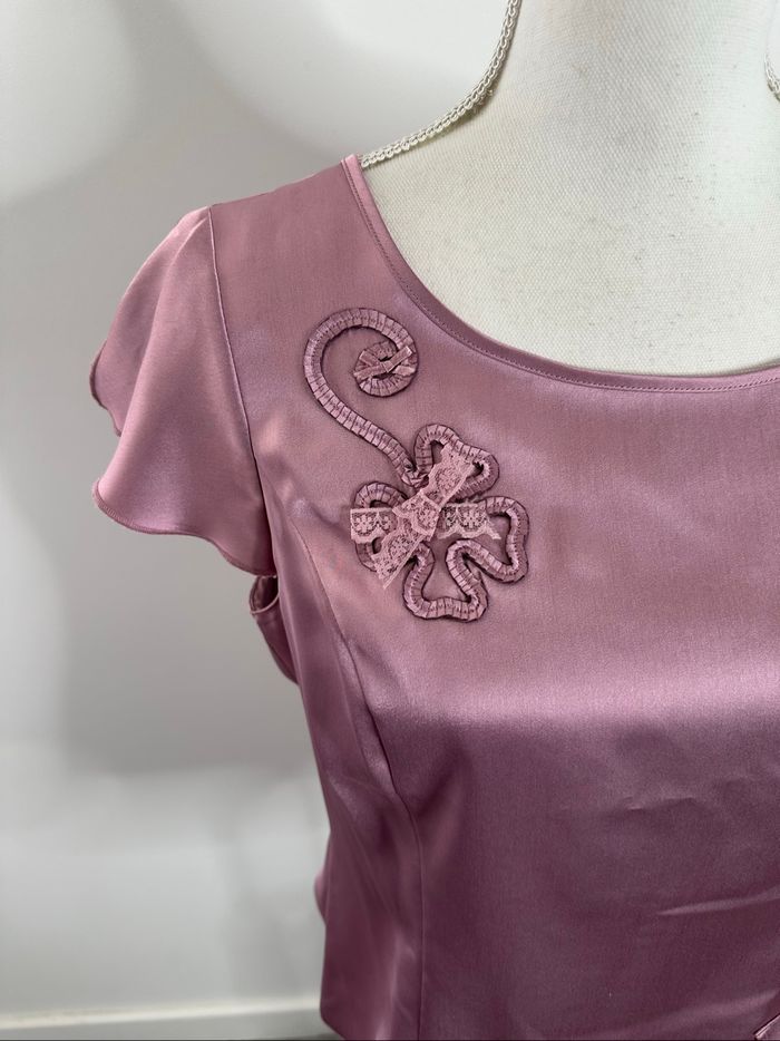 Blouse satinée lila rose Christine Laure T38 M - photo numéro 2