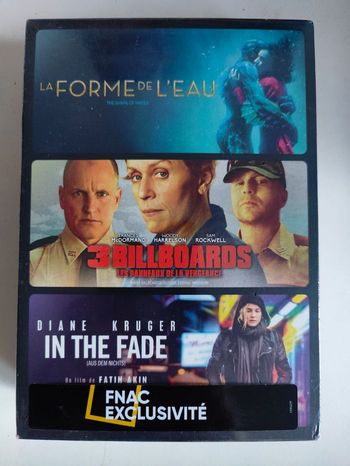 Coffret de 3 films DVD : "La Forme de l'eau" +  "3 Billboards" + "In the Fade" en français