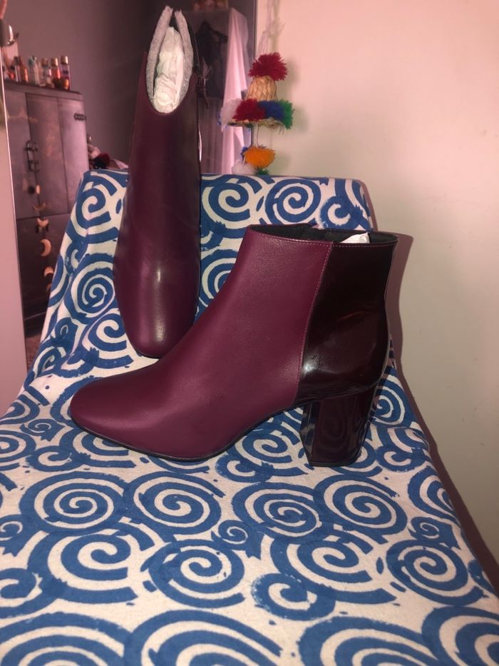Bottines Bordeaux cuir neuve André 40 - photo numéro 2