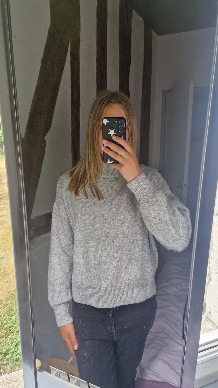 Pull col roulé Kiabi gris