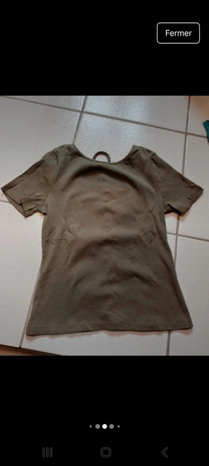 T-shirt femme vert kaki ajouré au dos Cache Cache - photo numéro 8