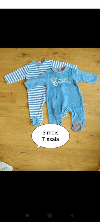 Lot de 2 pyjamas velours 3 mois