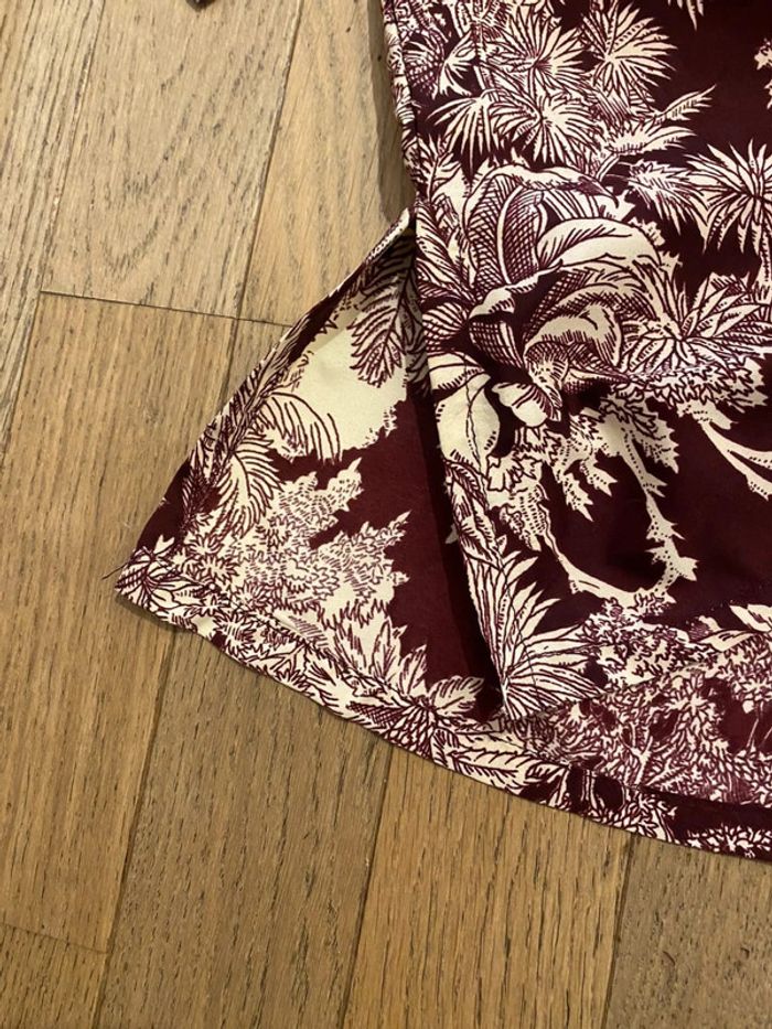 Blouse manches 3/4 bordeaux à motif tropicaux taille L - photo numéro 5