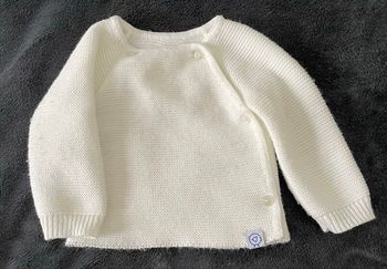 Gilet en tricot 1/3mois blanc 