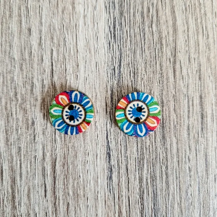 Lot de 2 boutons en bois vintage