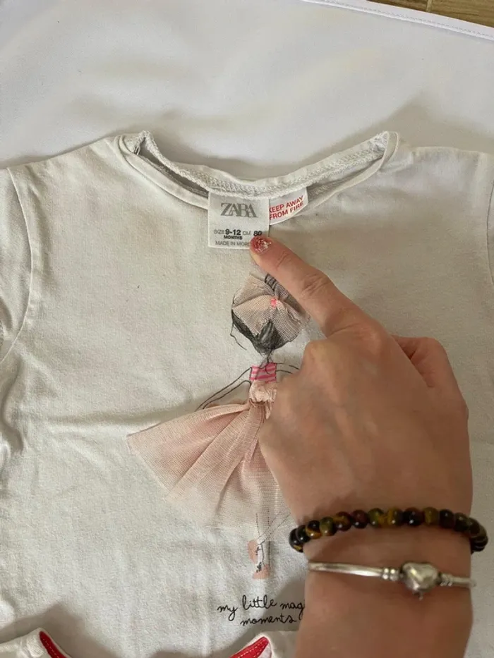 Lot de t-shirts manches courtes bébé fille – Taille 12 mois – Obaibi & Zara - photo numéro 4