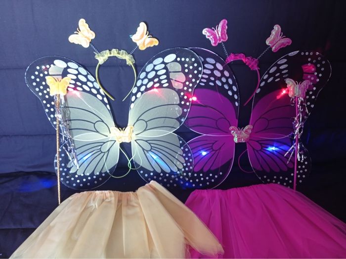 Lot déguisement papillon jaune et fushia à LED - photo numéro 4