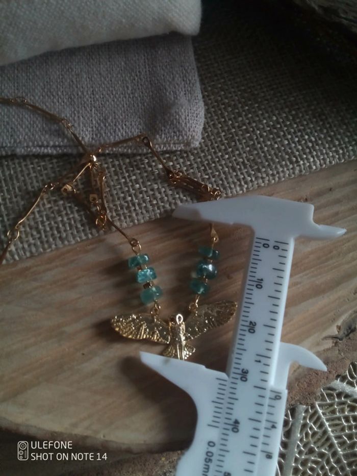 Collier apatite pierres naturelles et chouette - photo numéro 3