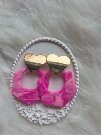 Boucles d’oreilles en pâte polymère roses 💖🌸 #Bijoux #Création #Artisanat