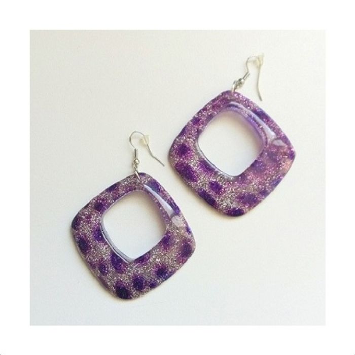 Boucles D'oreilles Pendantes Résine Pailletée