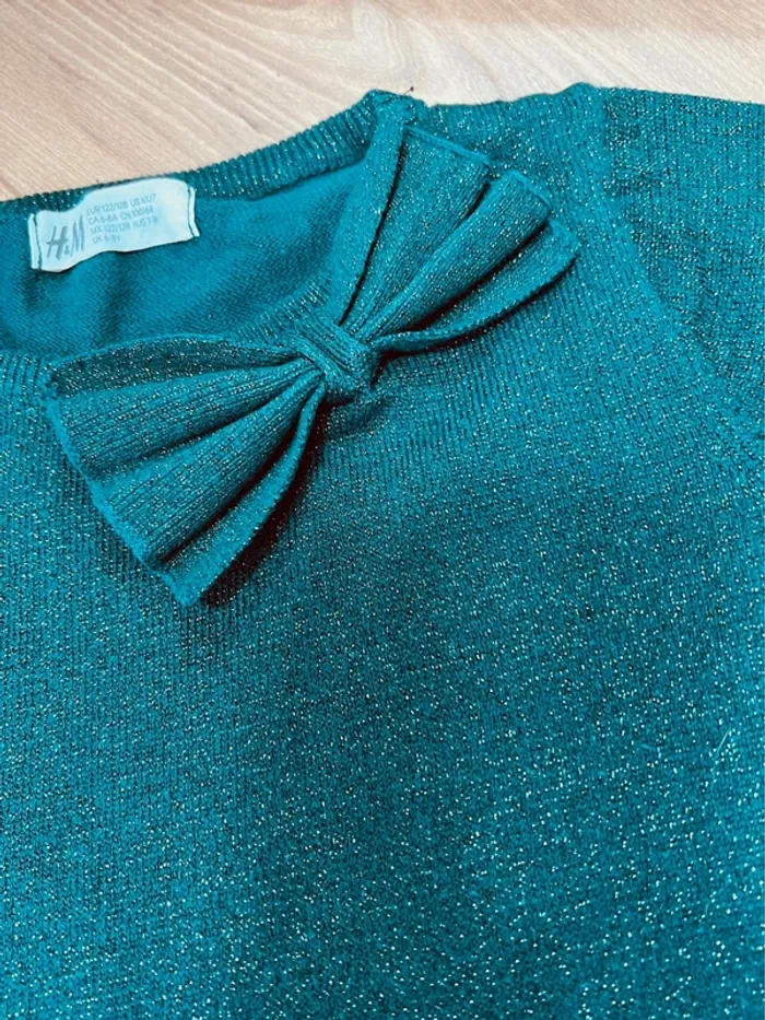 Taille 8 ans robe de fête fille H&M verte * paillettes scintillante * 🩷 - photo numéro 2