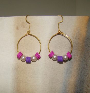 créoles neuves dorées perles  création