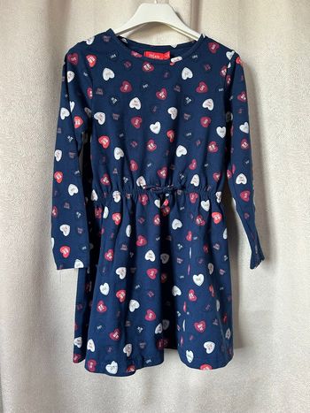 Robe marine imprimé cœurs rouge et blanc 8 ans Tissaia