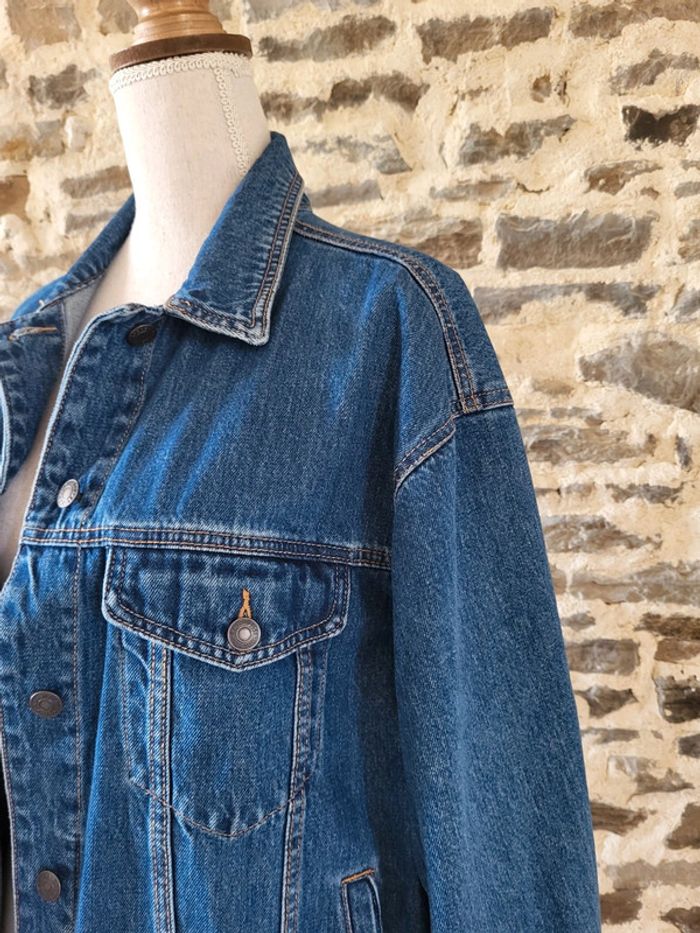 Veste en jean oversize motif drapeau américain au dos Pull&Bear Taille S ou 36 - photo numéro 4