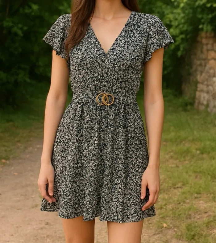 Robe d’été fleurie  ceinturée taille unique comme neuve - photo numéro 2