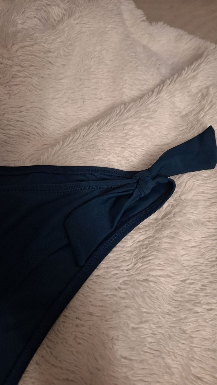 Culotte maillot de bain bleu canard à nœud - photo numéro 4