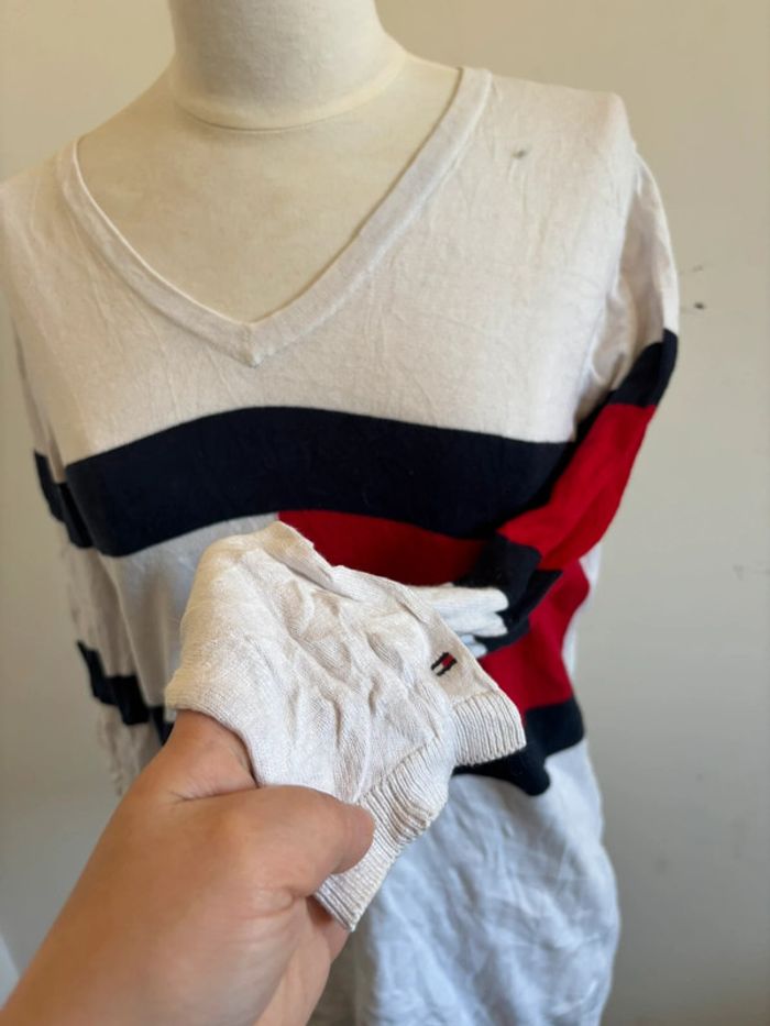 Pull blanc avec logo Tommy Hilfiger - photo numéro 5