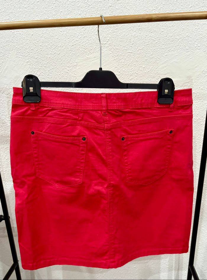 Jupe droite rose unie Camaïeu - Taille 42 - photo numéro 2