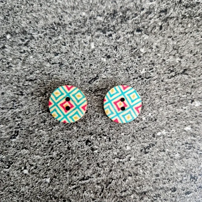 Lot de 2 boutons en bois vintage