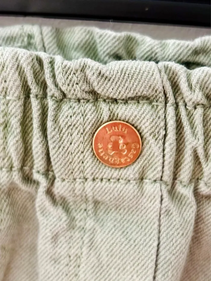 Short jean 4 ans taille élastique très bon état vert Lulu Castagnette - photo numéro 4
