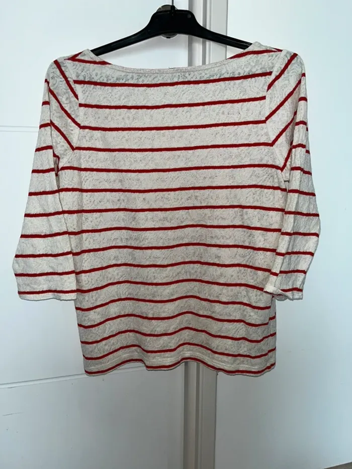 Top marinière dentelle Kookaï rayé rouge blanc T36 - photo numéro 4