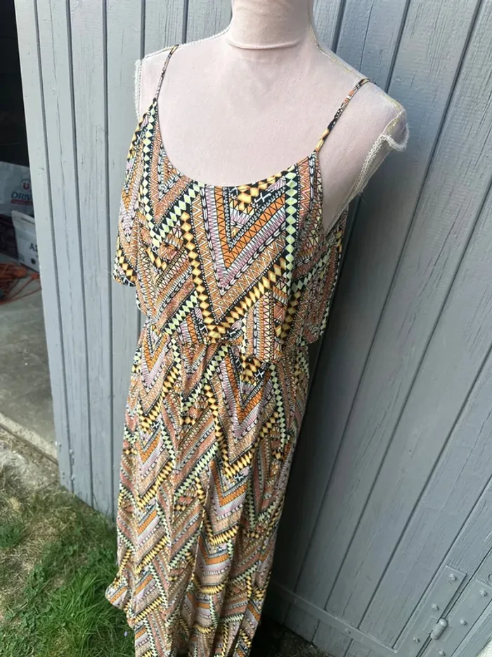 Robe longue été fines bretelles fleurie colorée h&m 40/L - photo numéro 4