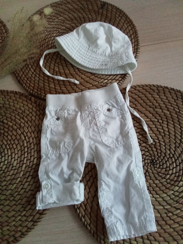 Lot pantalon+ bermuda + tee shirt + chapeau Obaibi taille 3 mois - photo numéro 4