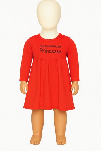 Robe rouge vif "Merveilleuse Princesse" pour fille 18 mois, parfait état !