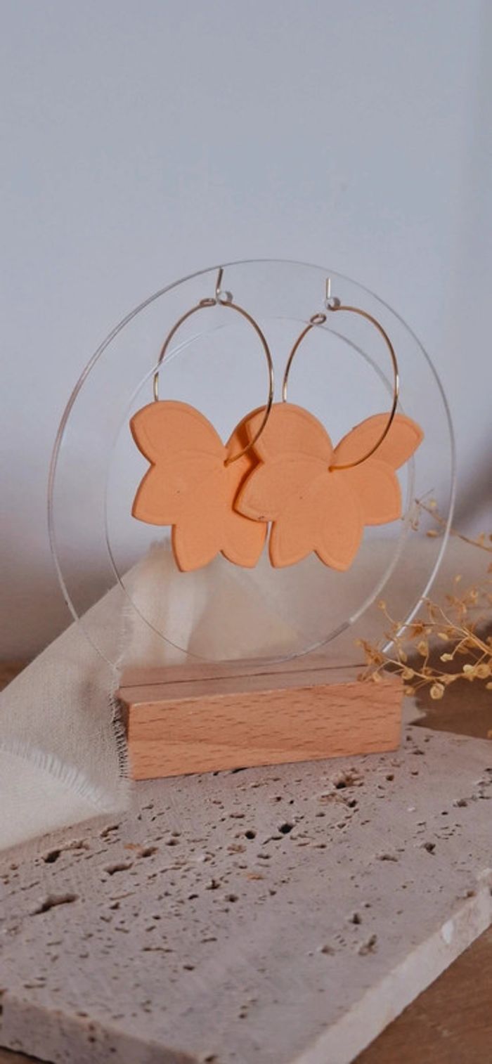 Lys Pêche – Boucles d’oreilles artisanales – Modèle unique - photo numéro 5