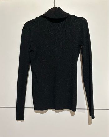 Col roulé noir à paillettes argentées – Taille unique