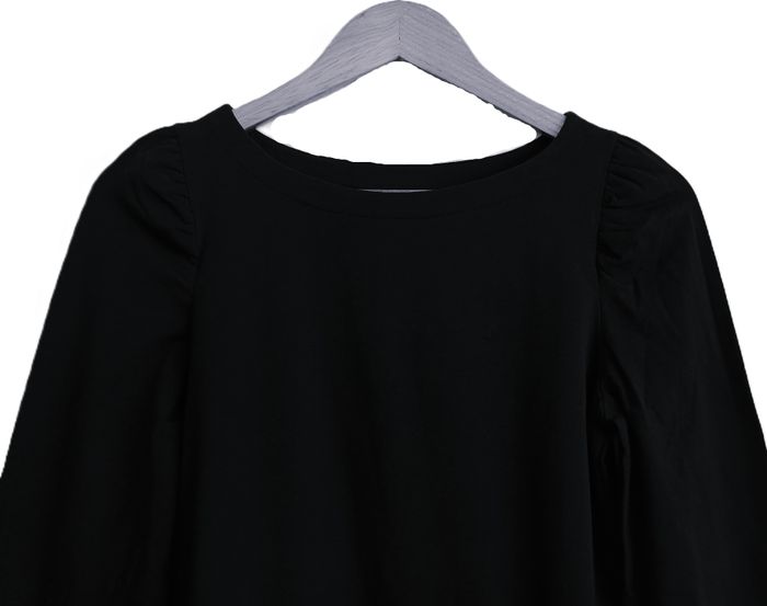 T shirt noir manches longues. Fronces. Camaïeu. Taille S - photo numéro 2